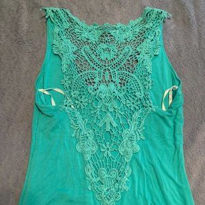 NWT Sky Maxi Dress Crochet Back Sexy Cute Casual Size Small Blue Green Teal Aqua
